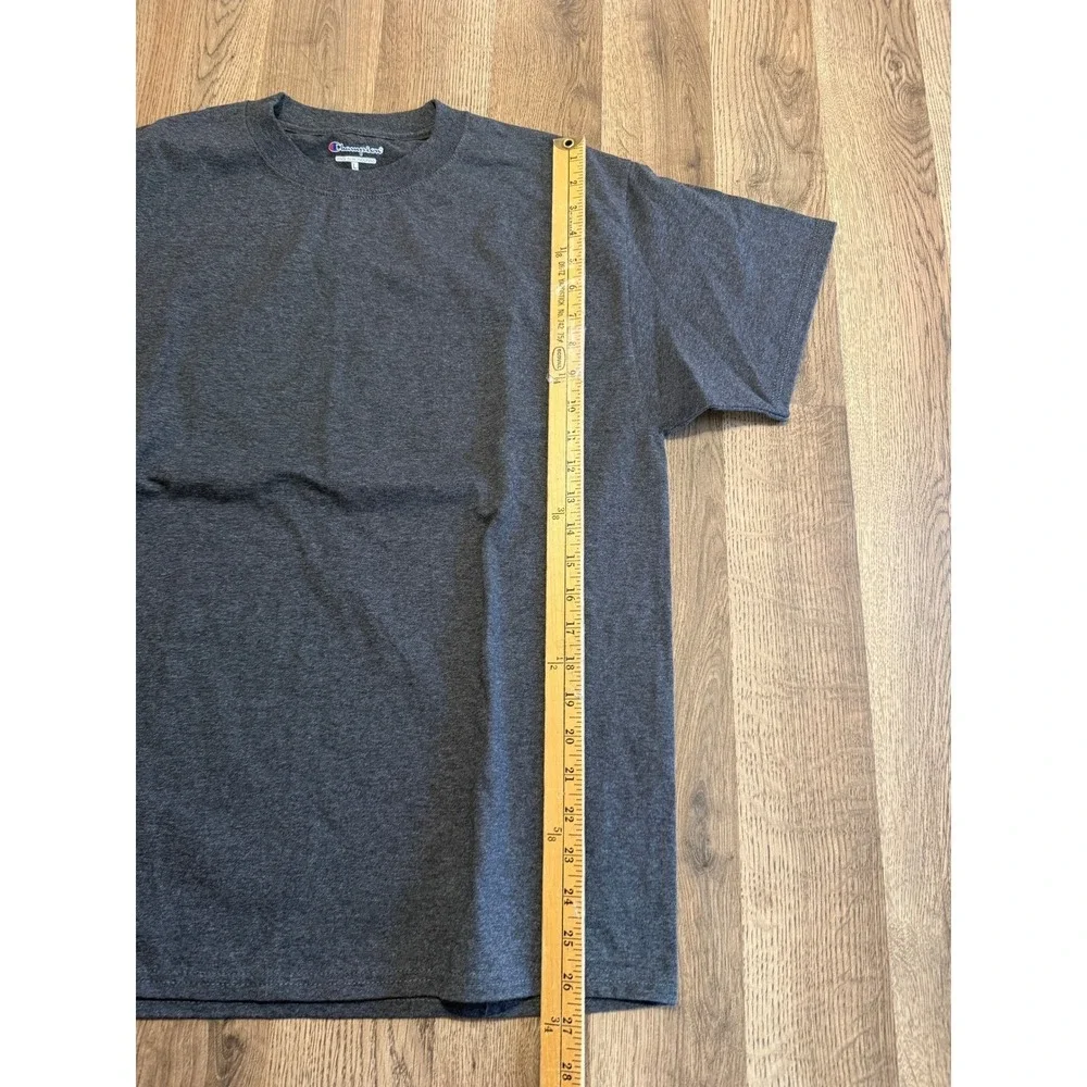 Champion T-Shirt Mens L Charcoal Gray Adult Short Sleeve Solid Basic Excellent - Picture 7 of 8